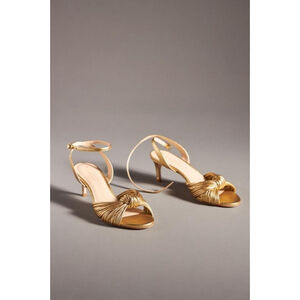 Anthropologie Gold Strappy Sandals